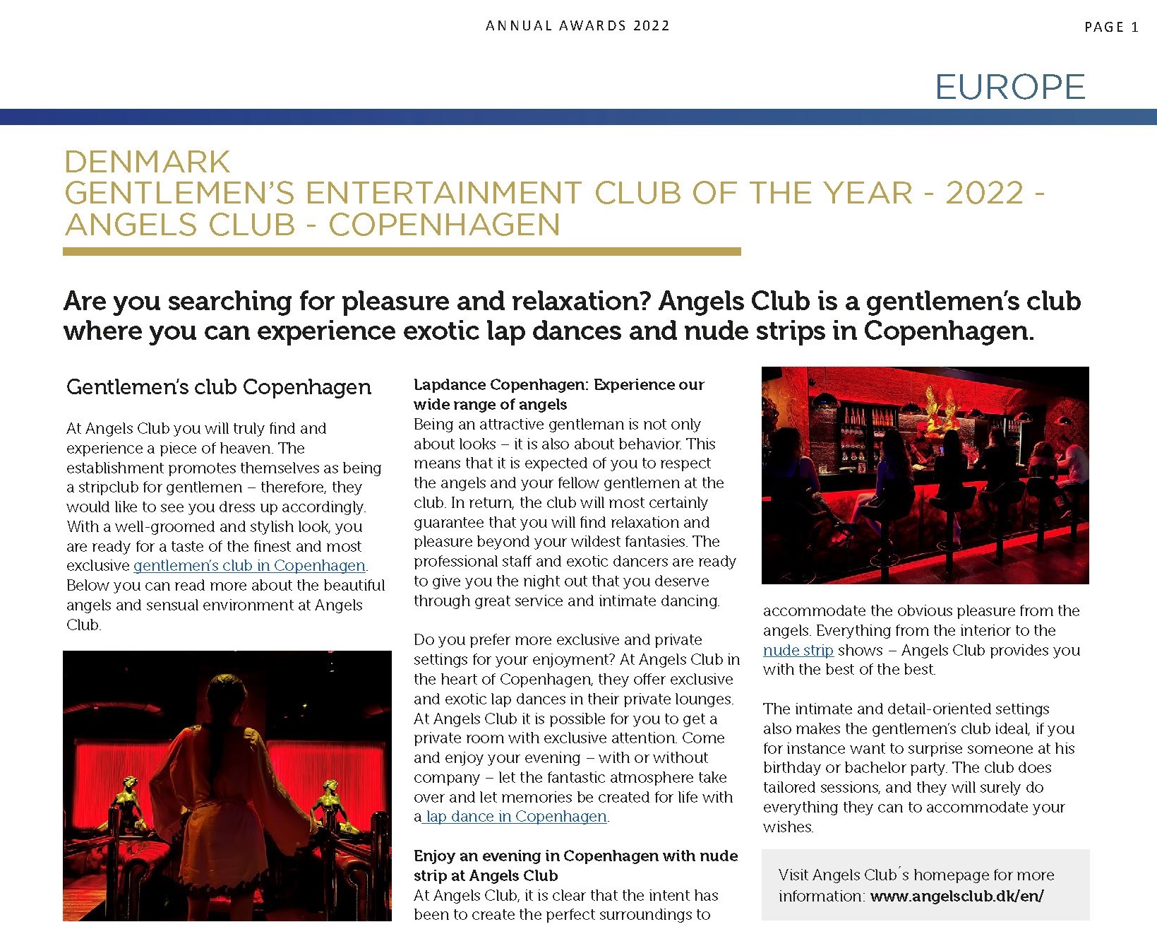 Article about Angels Club